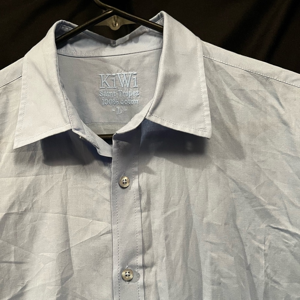 KIWI SAINT TROPEZ Men's Long Sleeve Blue 100% cotton Shirt, L